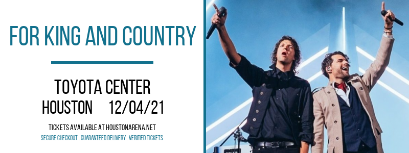 For King and Country at Toyota Center tickets For King and Country at Toyota Center